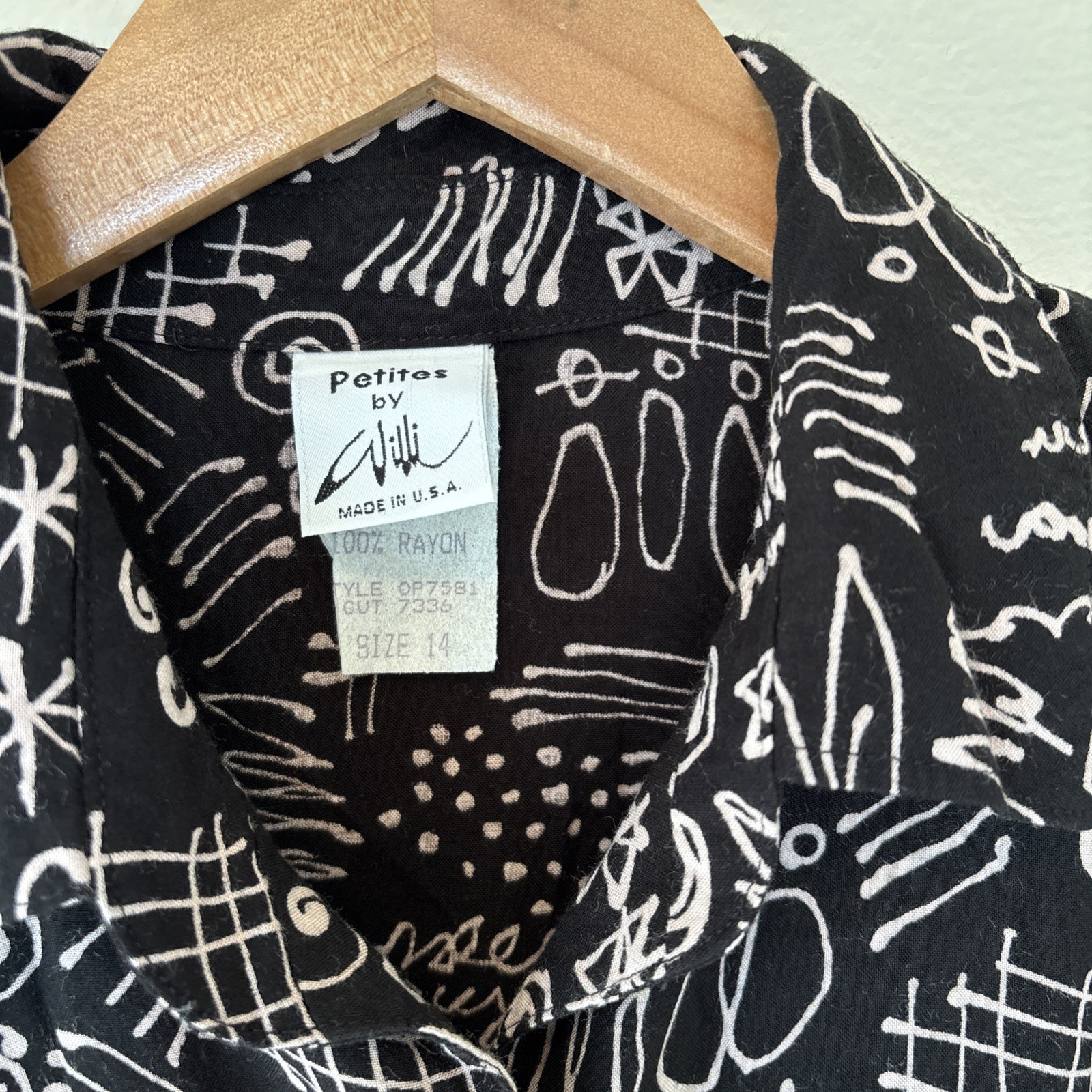 90s Squiggle Button Down Dress Petites By Willi Size 14 100% Rayon