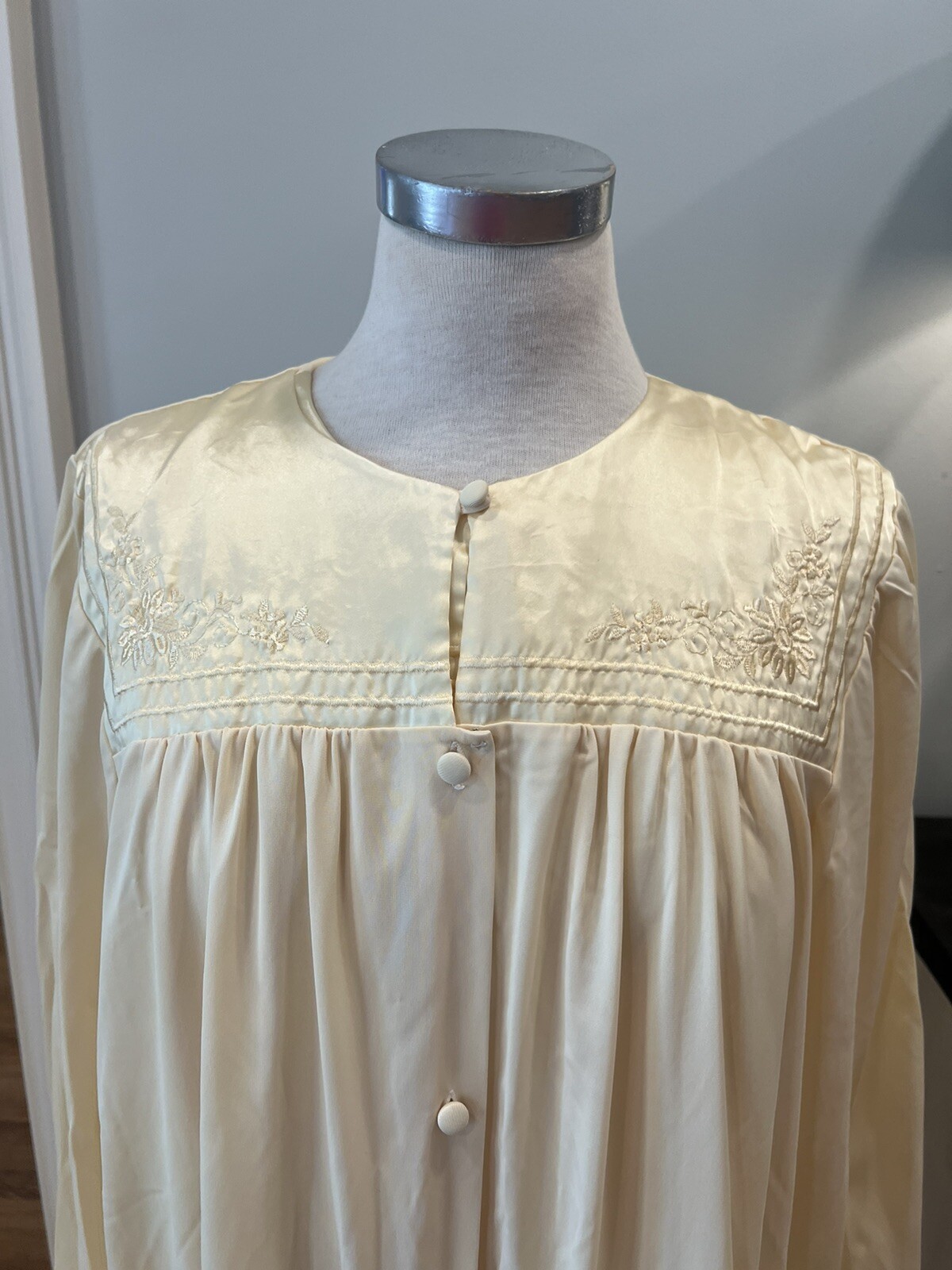 Vintage Sears Butter Yellow Peignoir Set Long Gown & Robe Lingerie Set S/M 36/38