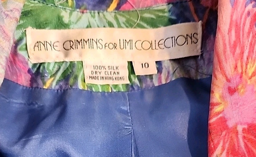 Vintage Anne Crimmins For Umi Collections Size 10 Two Piece Floral Dress Suit.