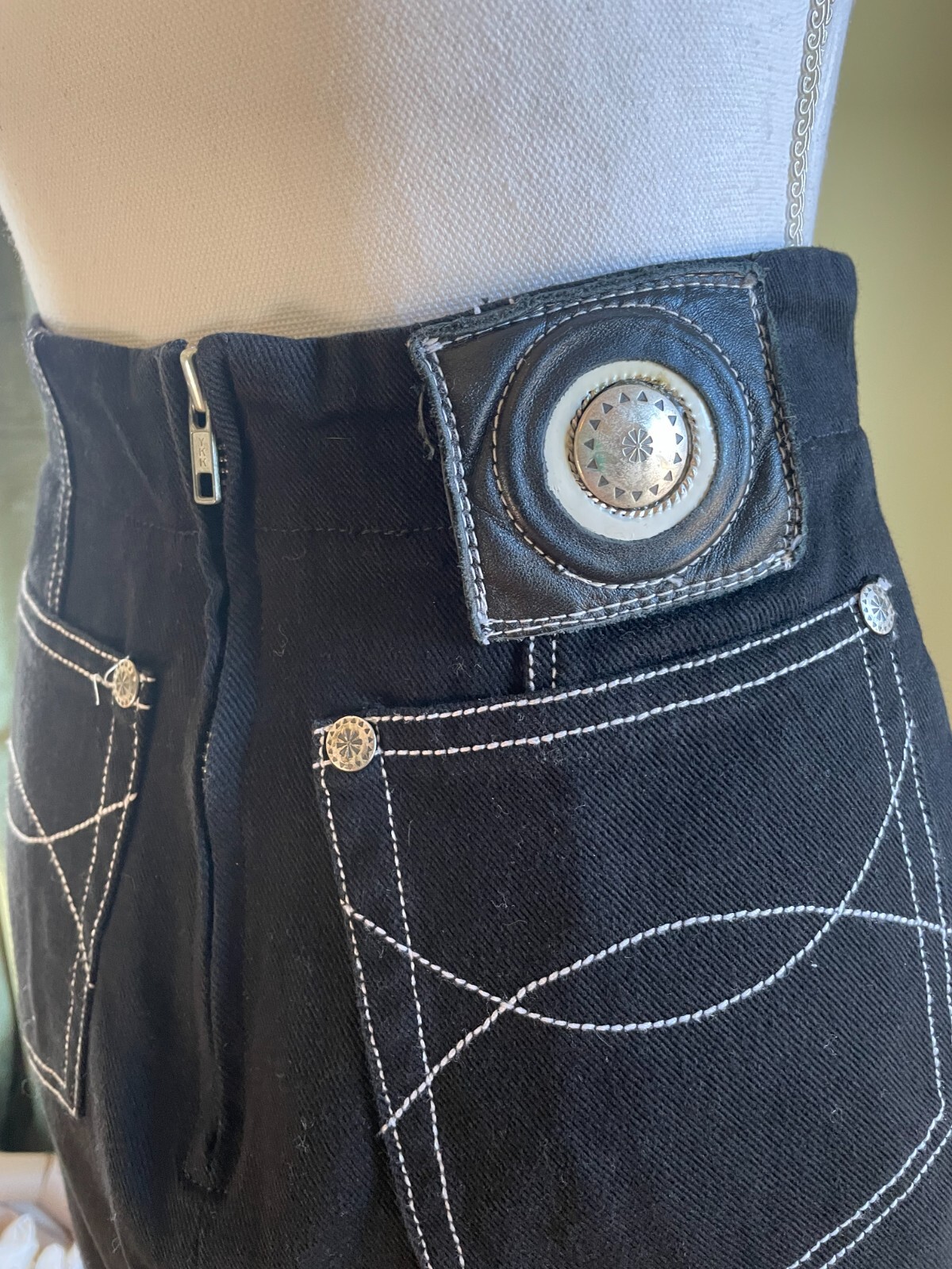 90s Vintage Isabella Sole Black Denim Mini Skirt