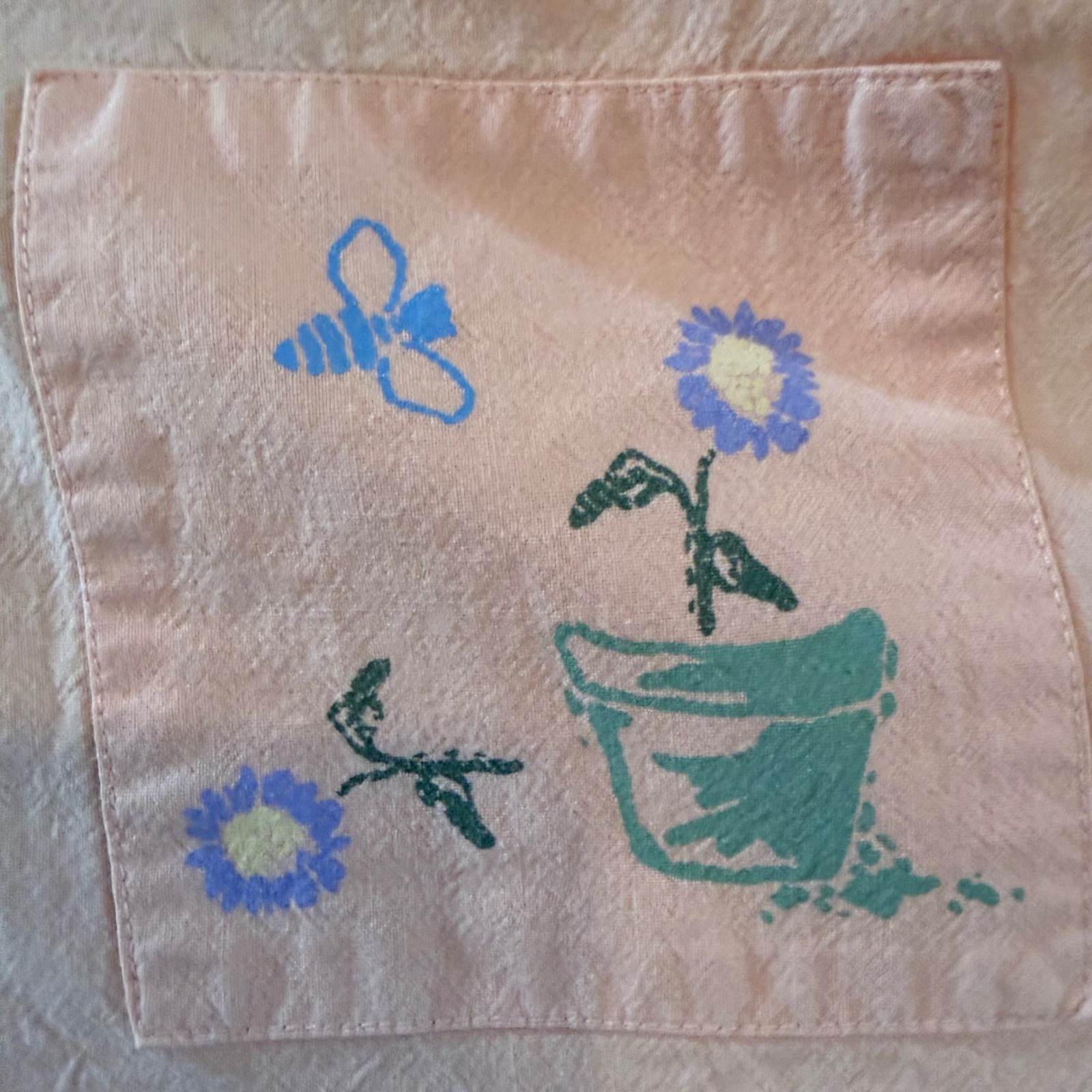 Vintage Peach Garden 100% Cotton Print Set Cottagecore Grannycore Gardencore