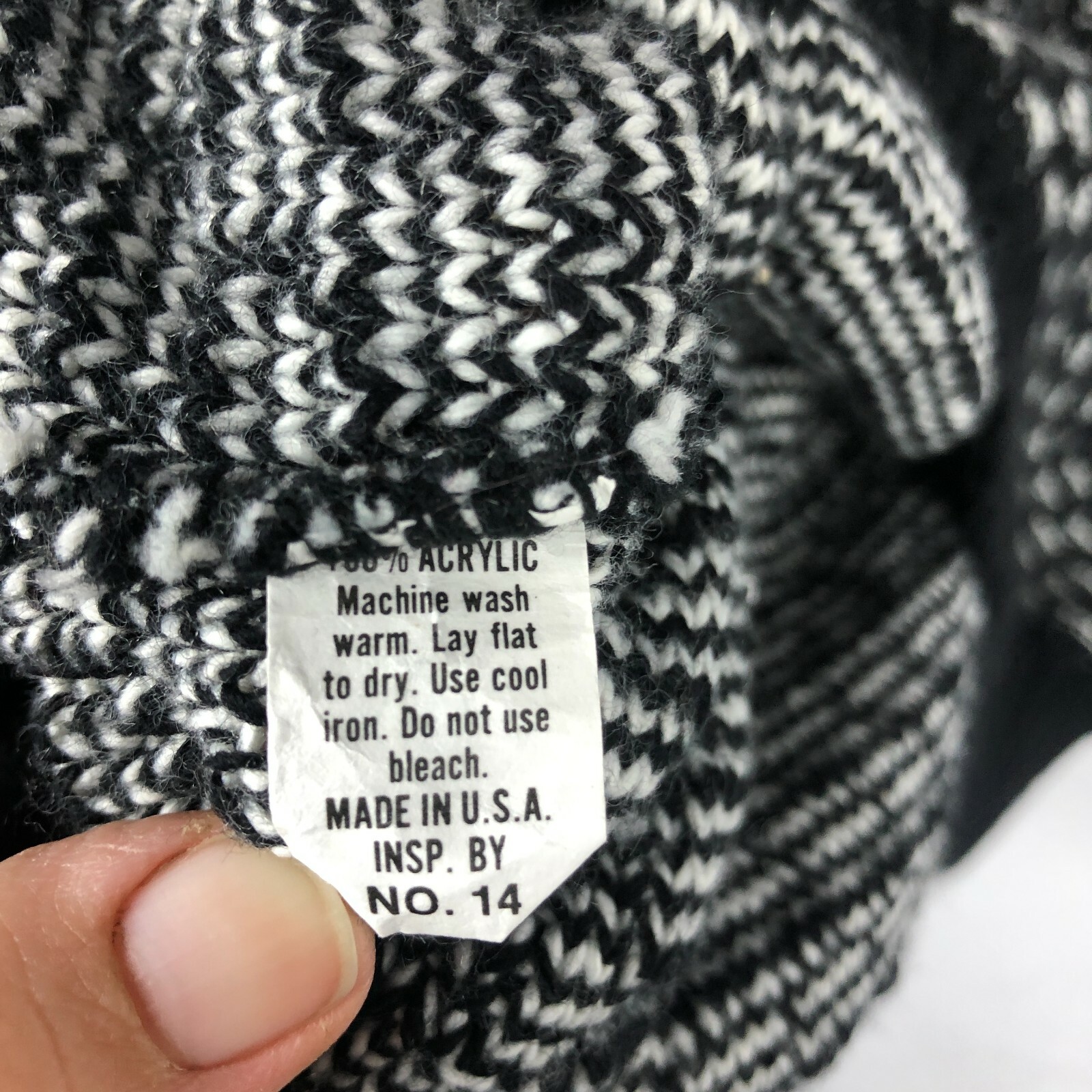 Vintage Van Cort Chunky Knit Sweater Womens Size M Retro 80s Black White