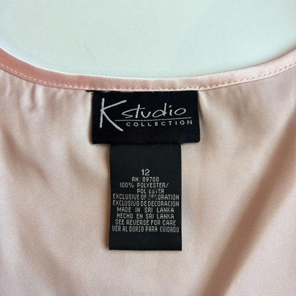 Vintage K Studio Collection Beaded Pink and Black Mesh Top
