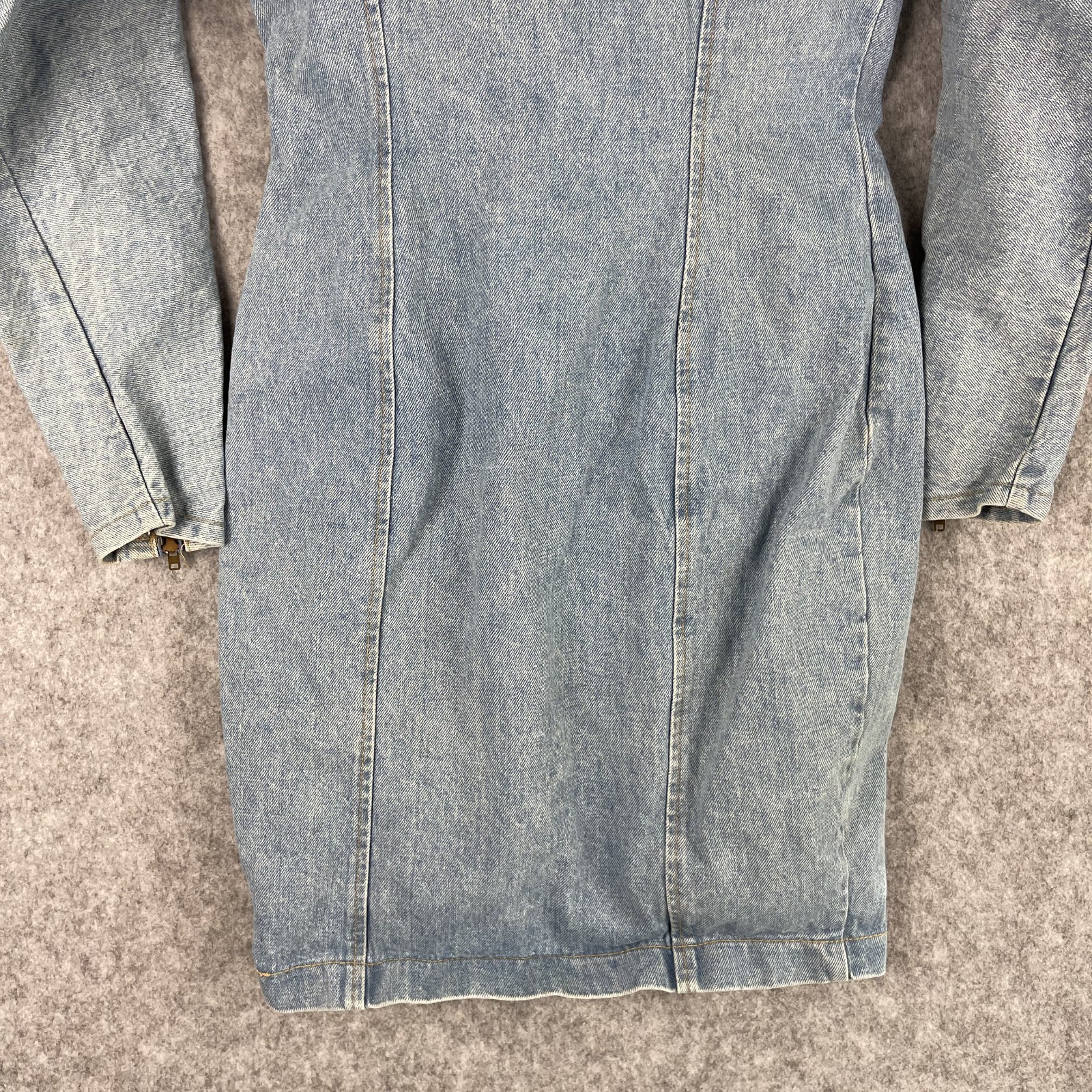 Vintage 80s Paris Blues Dress Womens 9 Denim Zipper Asymmetrical Stone Wash USA
