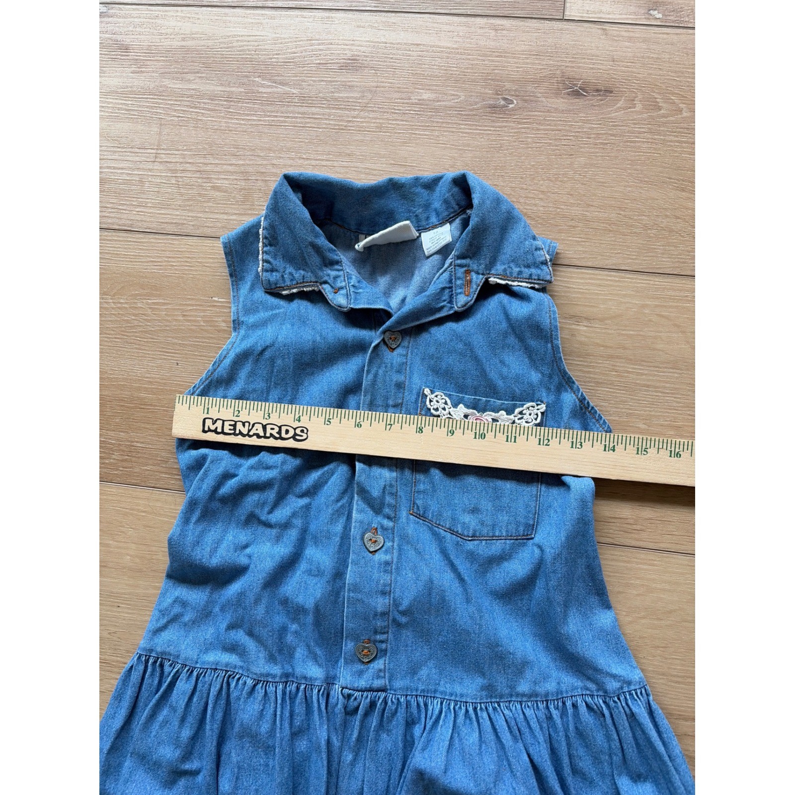 Vintage Canyon River Blues Denim cottage grandma core Rose Heart Buttons Size 12