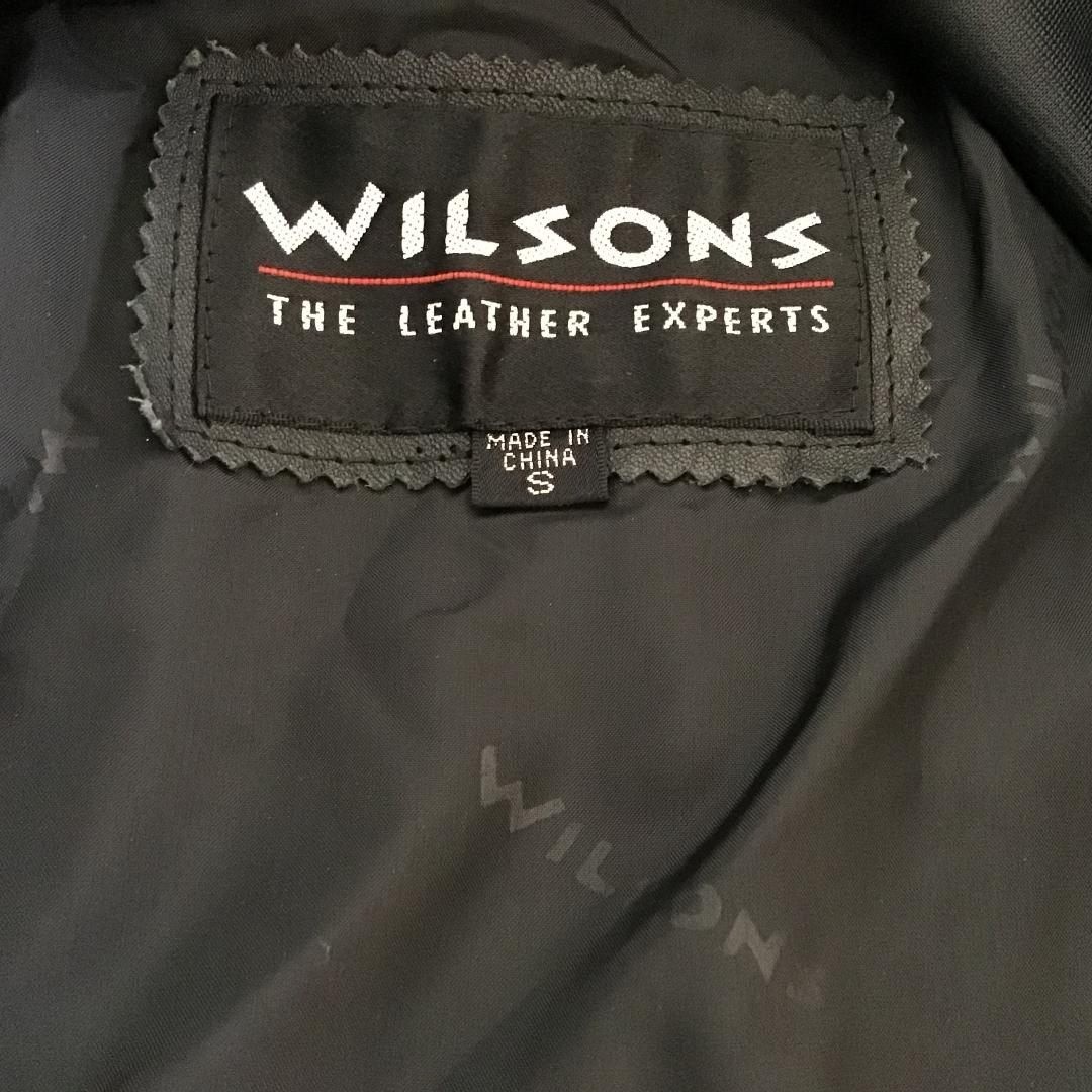 Vintage Wilsons Black Leather Moto Jacket Thinsulate Tie Up Back Biker Coat Sz S