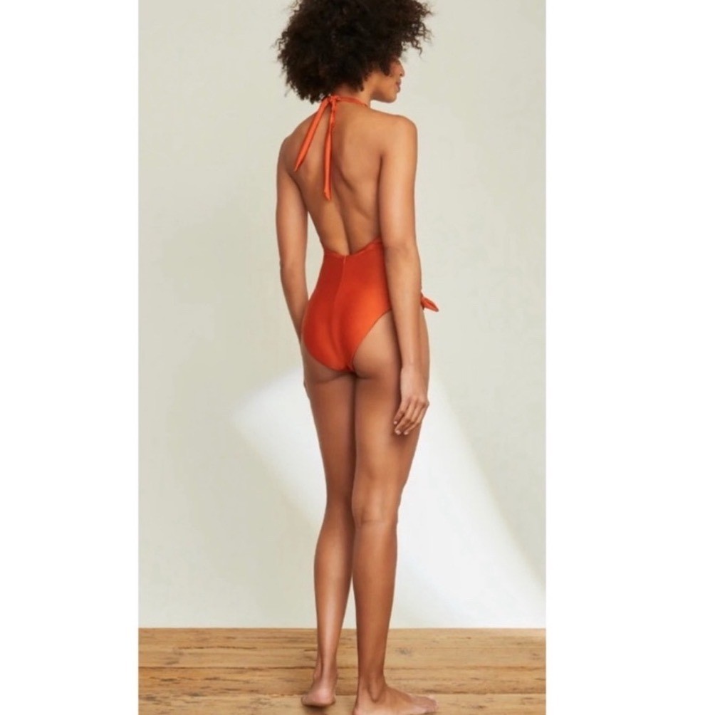 VERONICA BEARD Vickerie Halter One-Piece Swimsuit In Burnt Orange Size XS