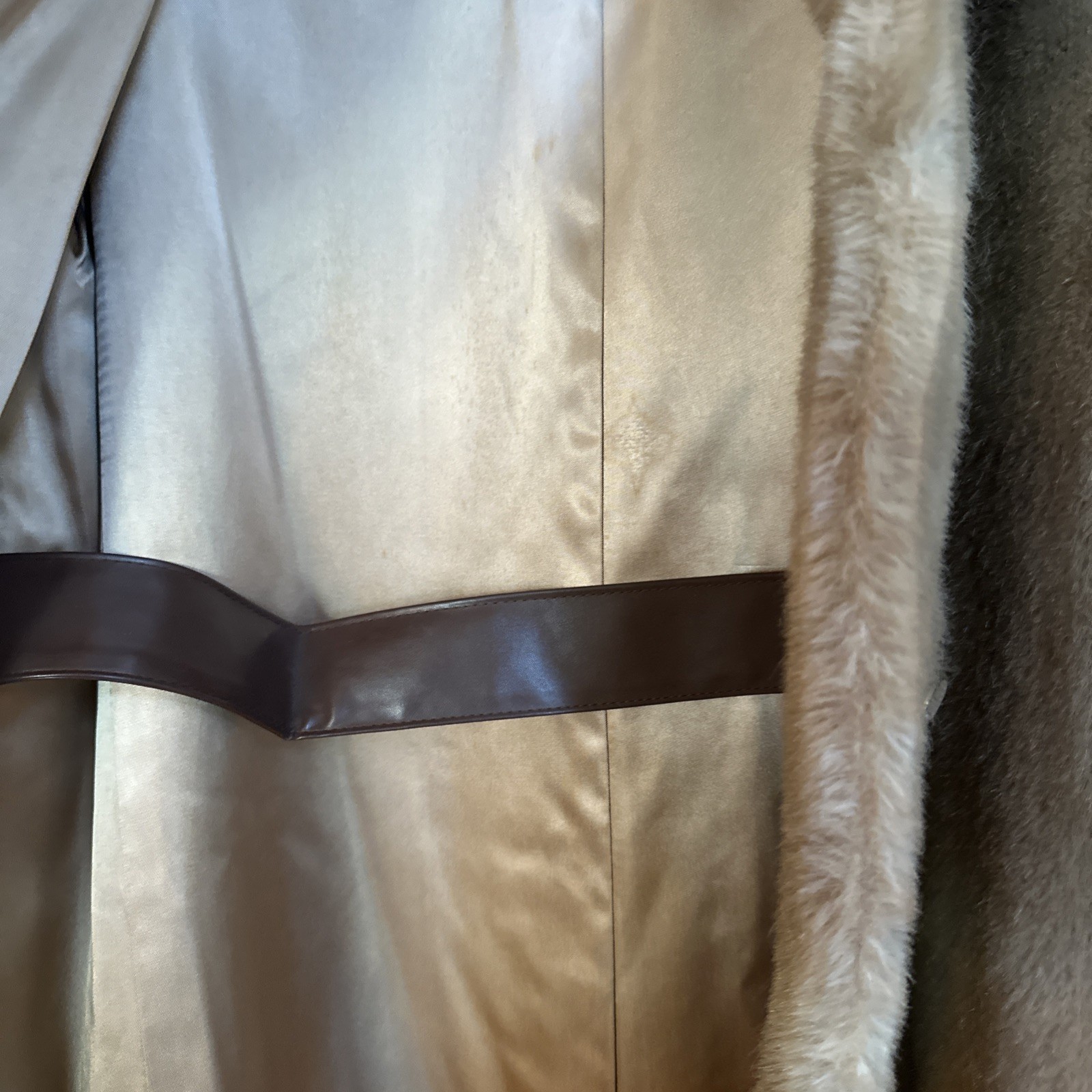 Vintage Grandella Faux Fur Car Coat With Belt. Classic and Elegant. Faux Mink.