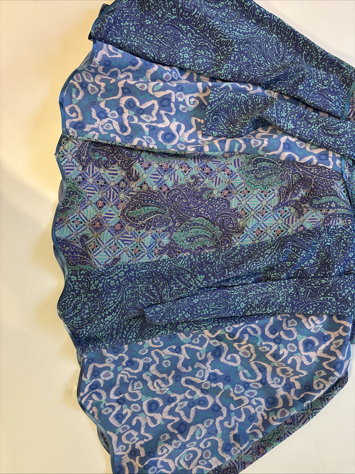 Vintage 1980’s Maggie Shepherd Woman’s Blue & Purple Scalloped Bottom Dress