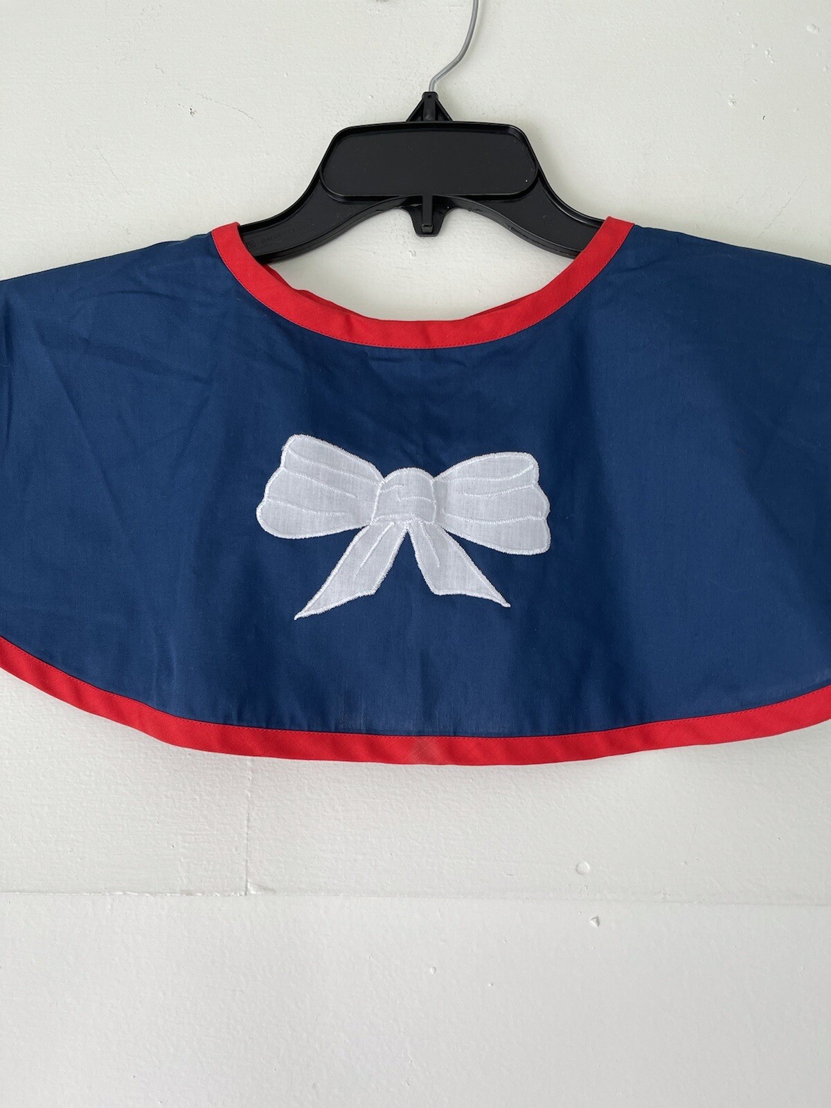 Handmade 1940’s vintage christmas navy, red trim snap collar neckwear piece