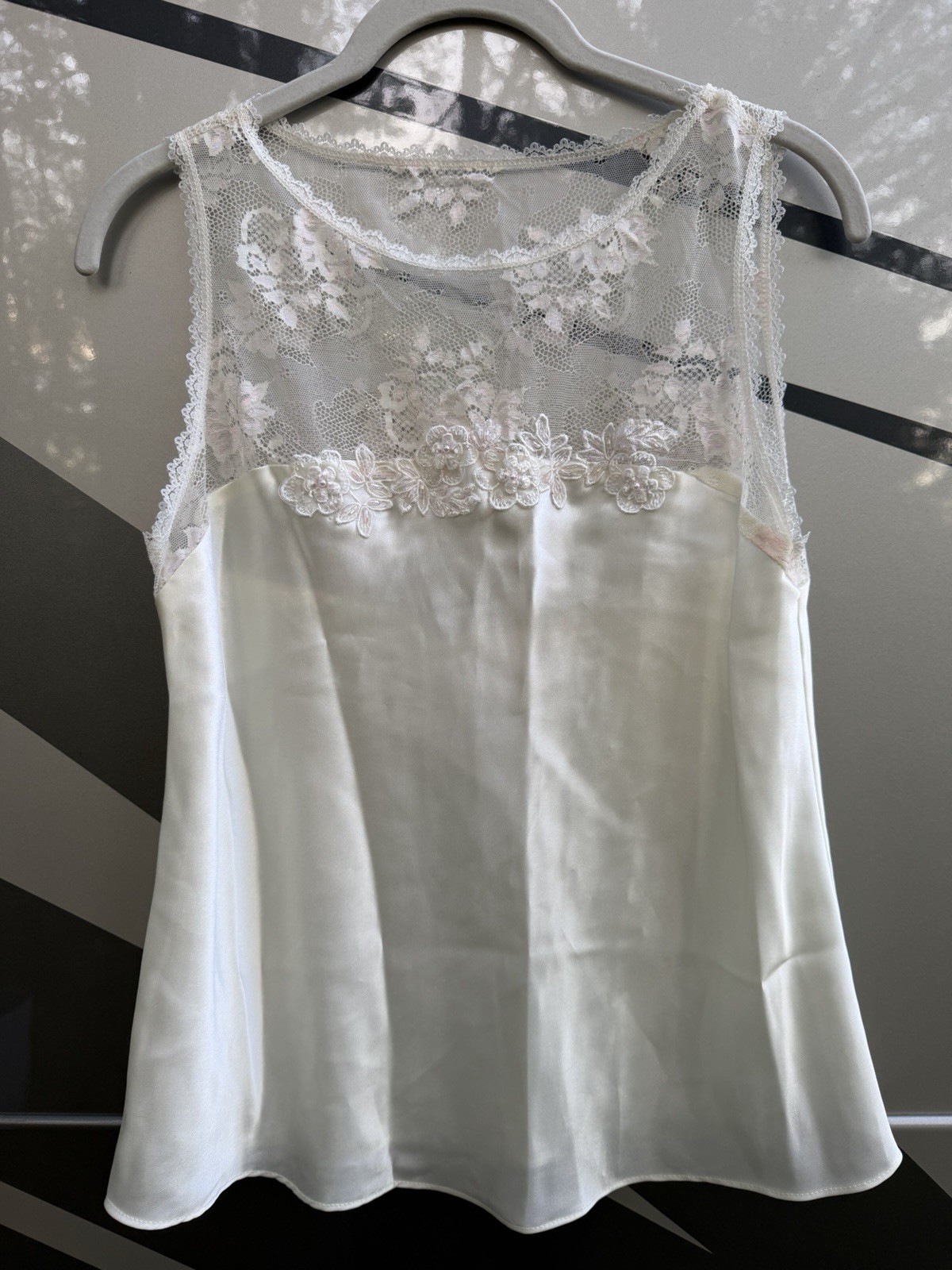 Vintage 90s California Dynasty cream lace floral applique fairy flowy top M