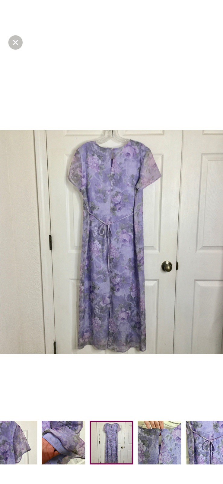 Vintage Giorgio Sant Angelo Dress Sz 12 Purple Lavender Floral Lined Back Modest