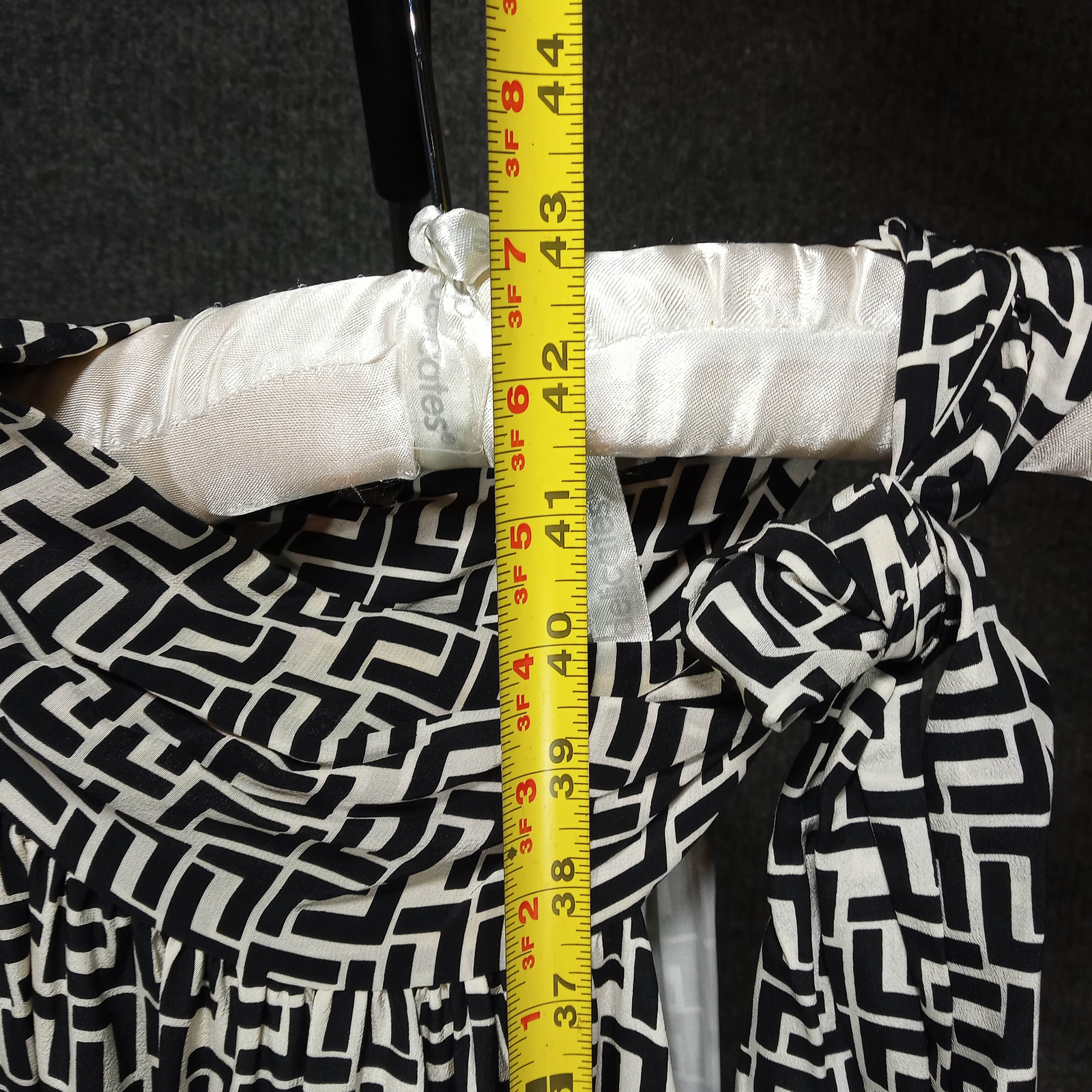 1960s Vintage Black White Abstract Print Silk Dress by Shoshanna