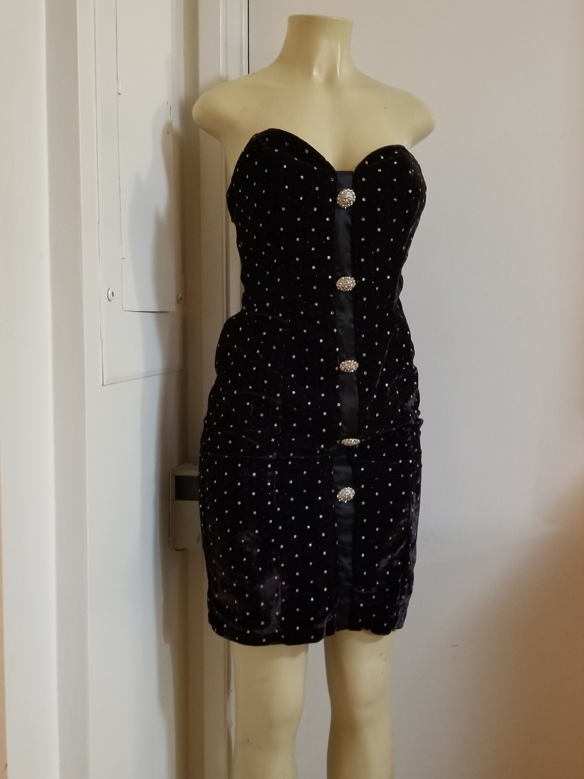 Vintage 80s Karen Okada David Howard climax velvet rhinestone dress