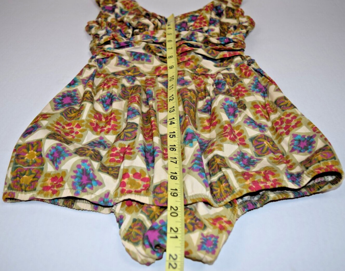 Vintage Swimsuit Rose Marie Reid Size 12/34 S/M 50s Ruched Geometric Made USA