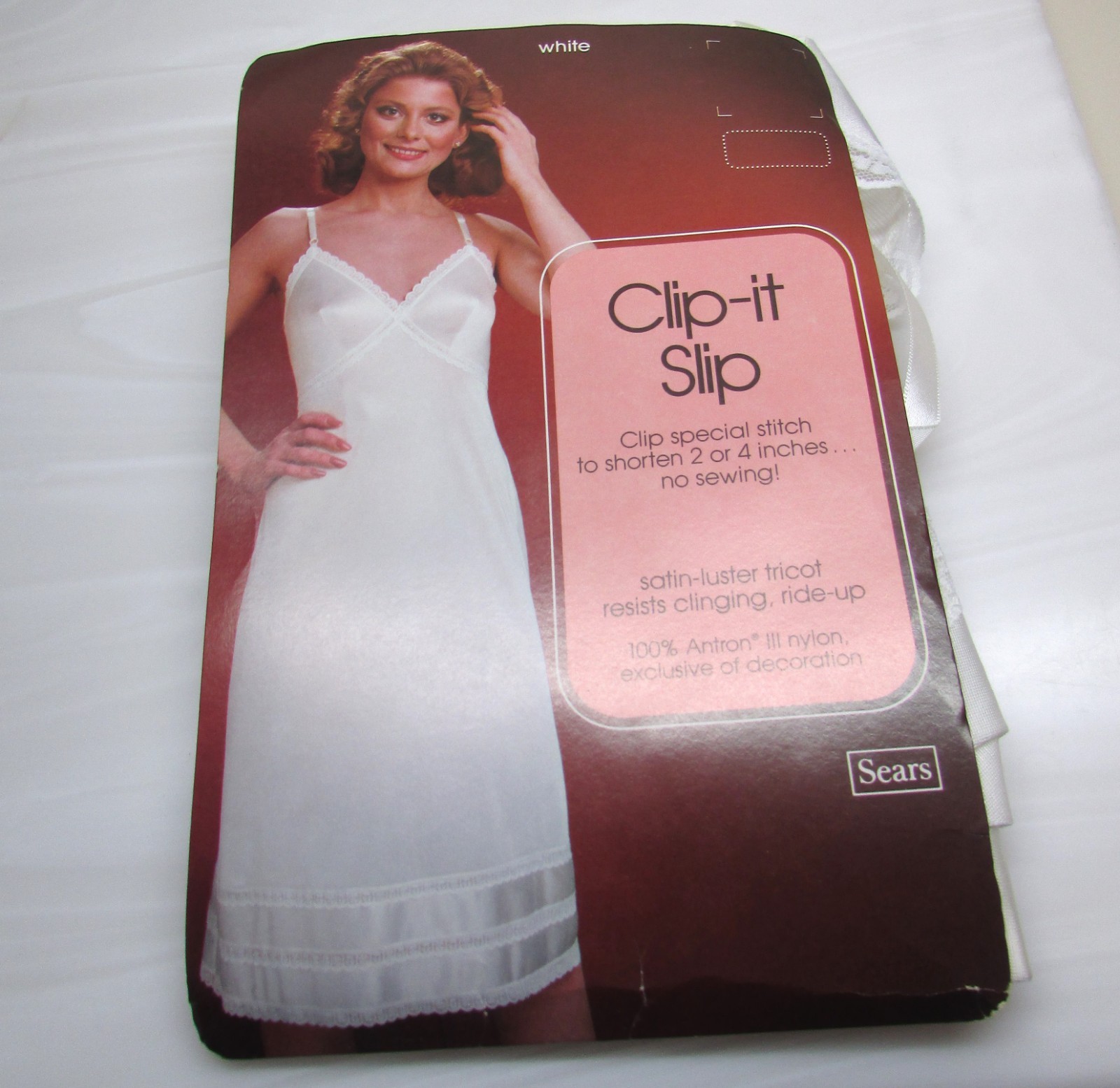 Sears Clip-It Slip Satin-Luster Tricot Antron III Nylon White Size 36 New