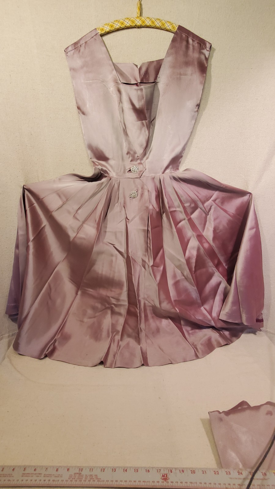 1950 Dress/Bolero Jacket Set Lavender Iridescent Taffeta with Rhinestone Buttons