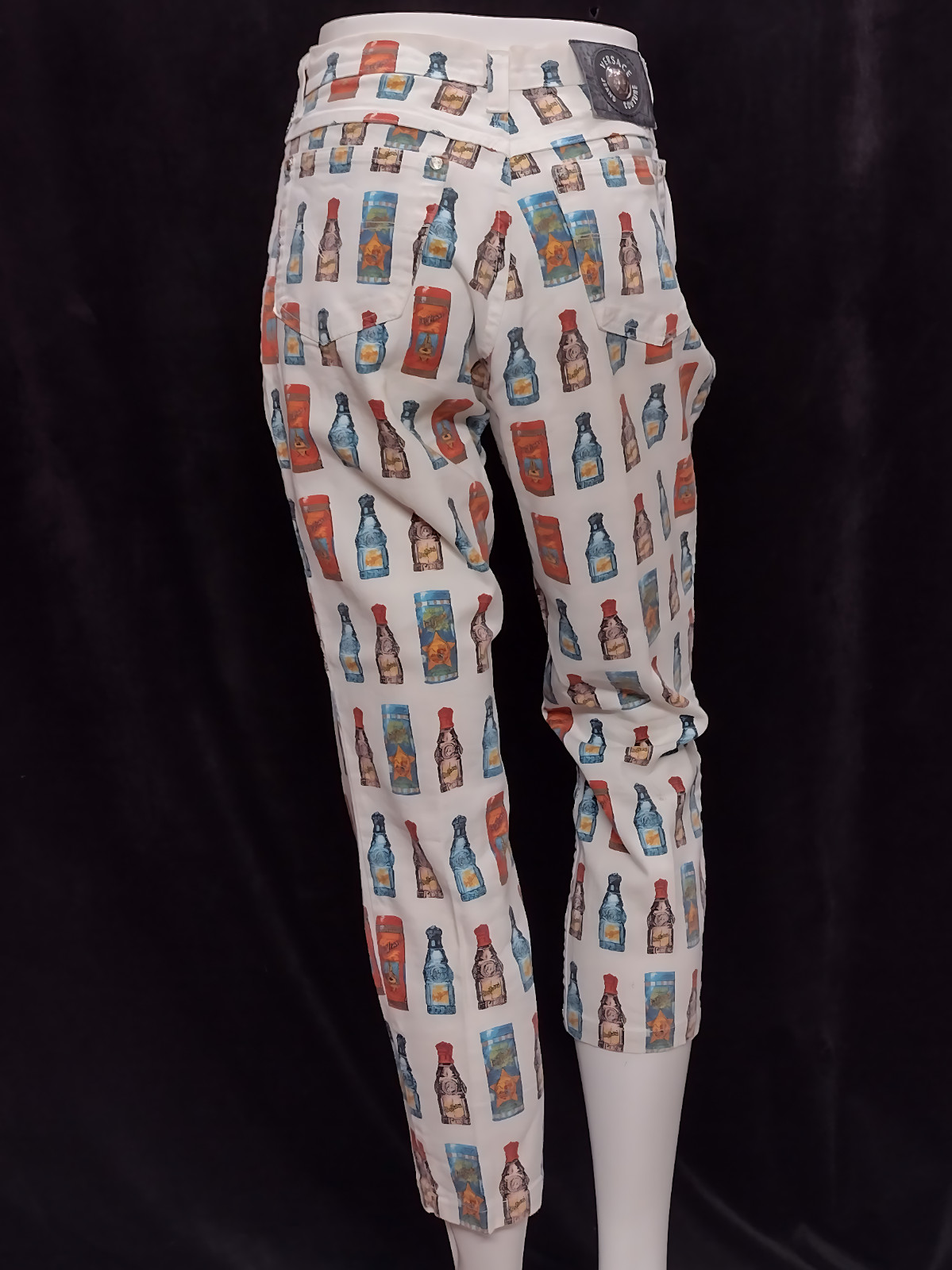 1990’s Funky Gianni Versace High waisted Colourful Perfume Bottle pattern Jeans