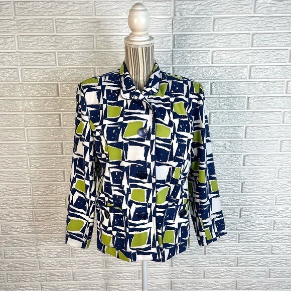 Vintage N Touch Geometric Shape Patterned Blazer Jacket Size 8