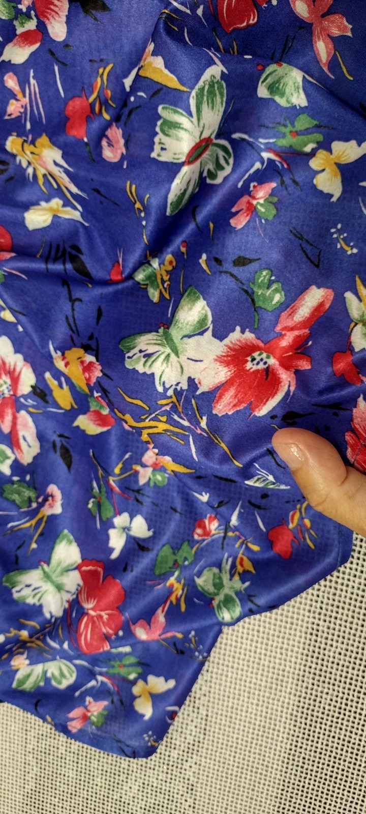 70s Organically Grown Beautiful Blouse Butterflies Watercolor Cobalt Arpeja ART