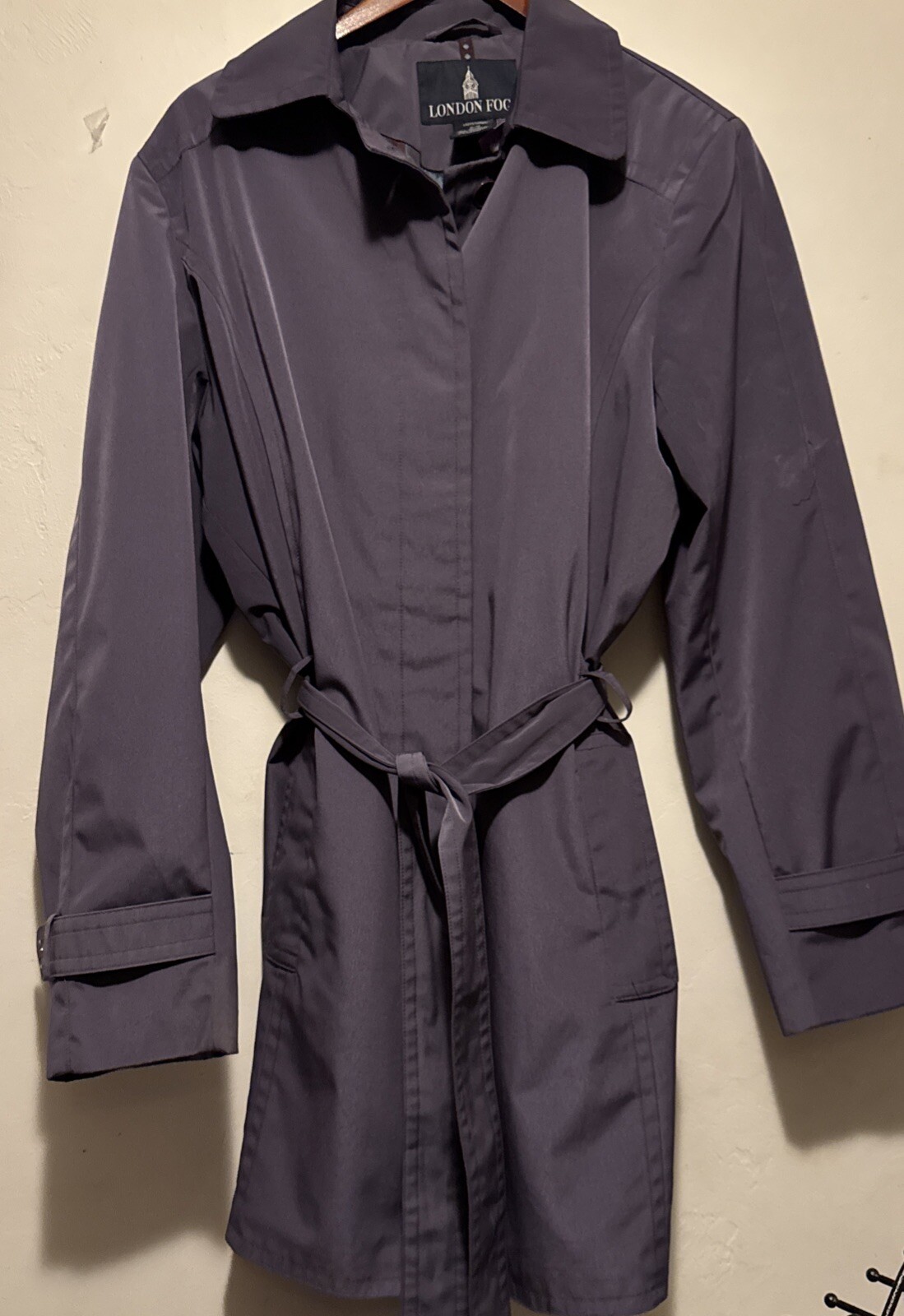 London Fog Short Trench Coat Lavender Women’s XL Design Interior Belted