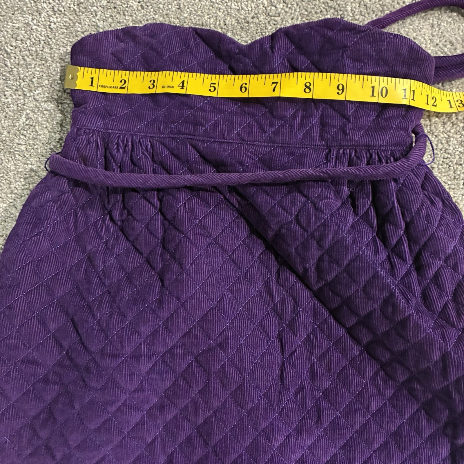 Vintage Quilted Corduroy Maxi Skirt Purple High Waist Belted Sz 3 Prairie Boho