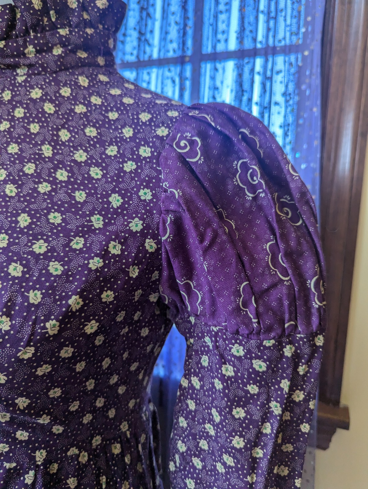 Vintage 70’s Young Edwardian By Arpeja Plum Purple Puff Juliet Sleeves Dress XS