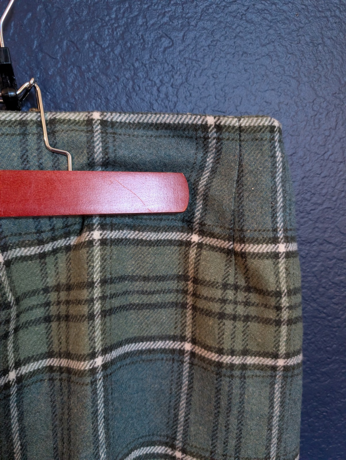 VTG J G Hook Blue Green Wool Blend Plaid Short Punk Prep Skirt Sz 12 Large L