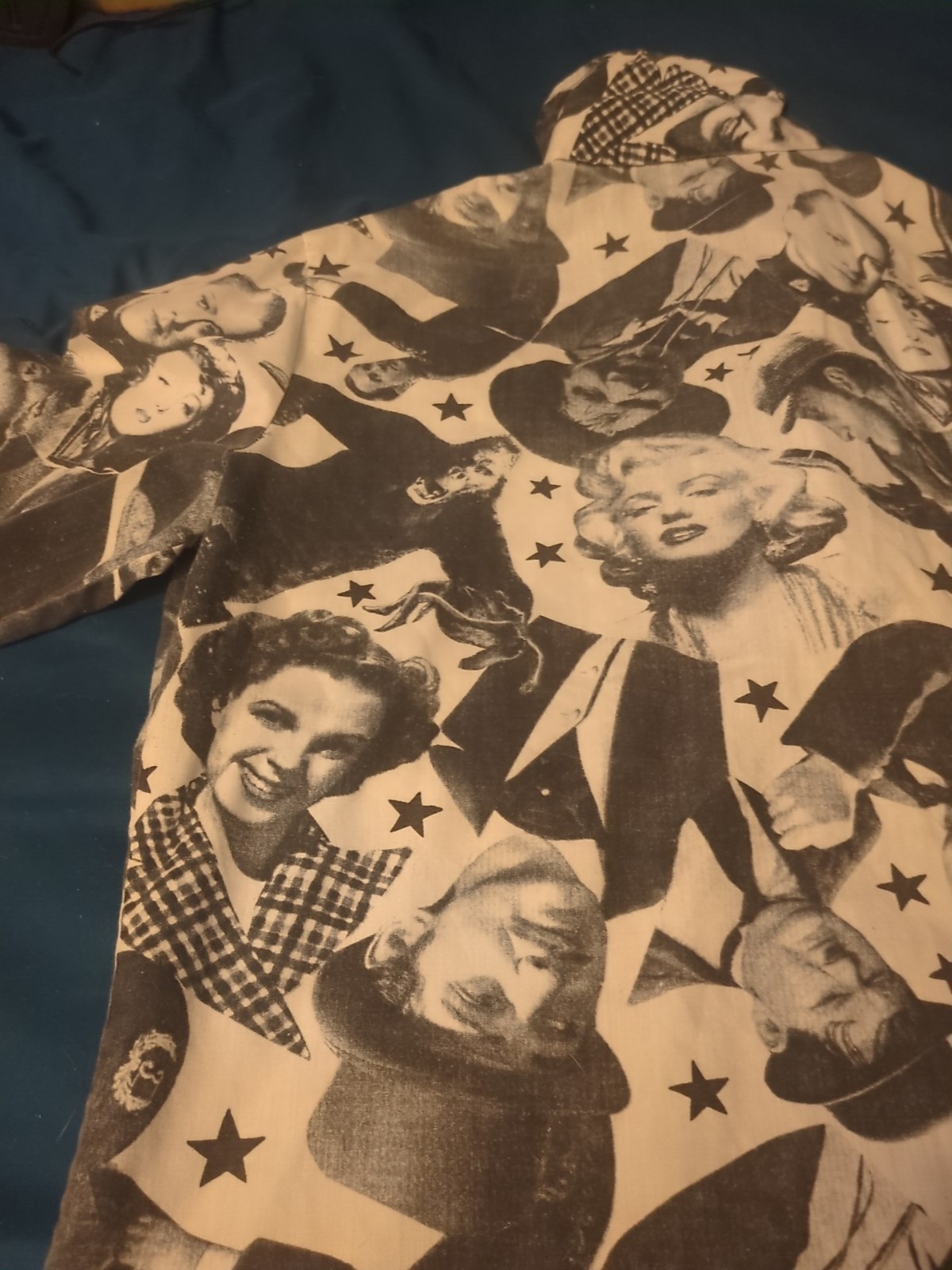 Vtg 60s Queens Way To Fashion Pop Art Hollywood Stars Long Sleeve Shirt See Pics