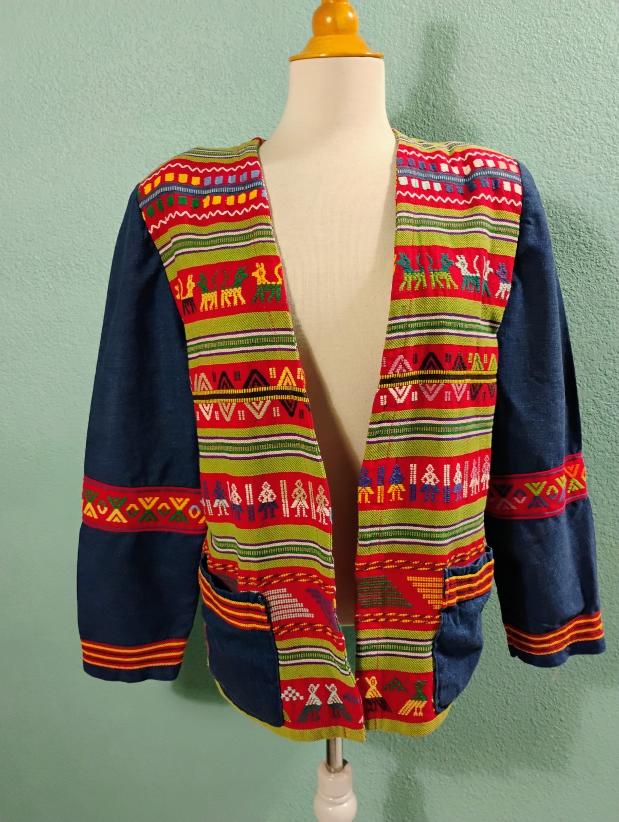Vintage Fashioned by Shirley Edwards Sz L ? Ethnic Embroidered Open Jacket