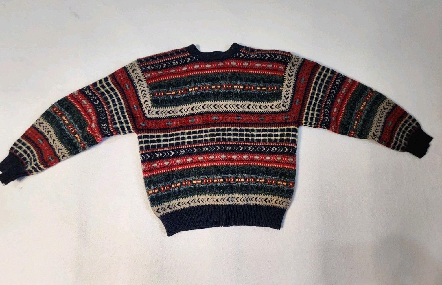 VTG Robert Scott Fair Isle 100% Wool Cardigan Sweater Boxy Grandpa Grannycore