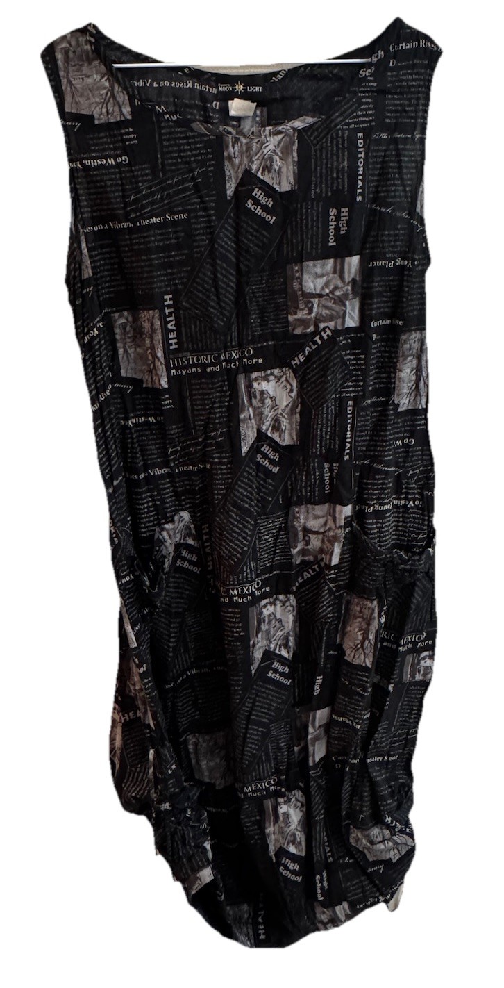 Vintage Connie’s Moon LightBalloon Dress Large Cinch Hem Patch Pockets Lagenlook