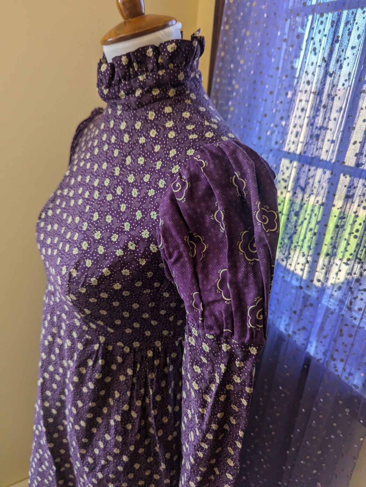 Vintage 70’s Young Edwardian By Arpeja Plum Purple Puff Juliet Sleeves Dress XS