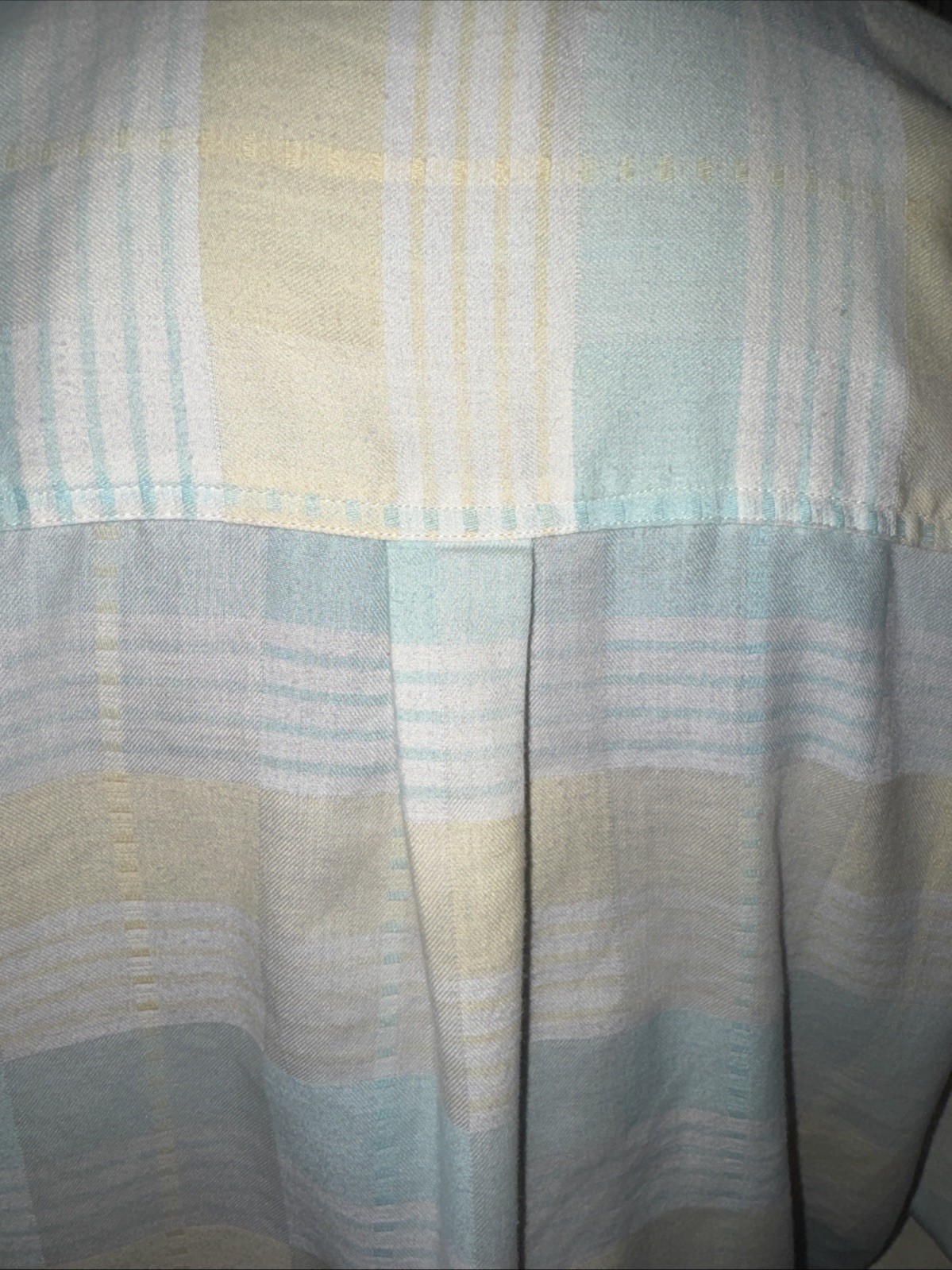 Vintage Shirt 80s CarenSport Button Up Plaid Removable Shoulder Pad Women 2106