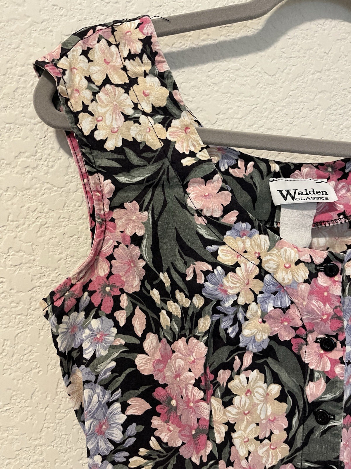 Vintage Walden Classics Dress Womens S Pink Floral Sleeveless Cottagecore Cotton