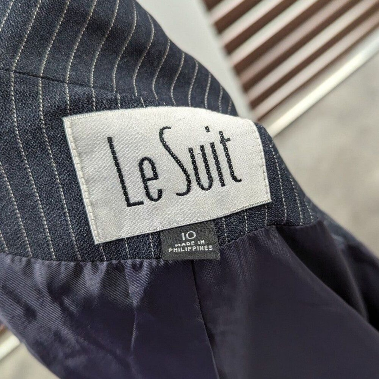 Vintage Le Suit Gray Pinstripe Skirt Suit Professional Career Wear Old Money 10