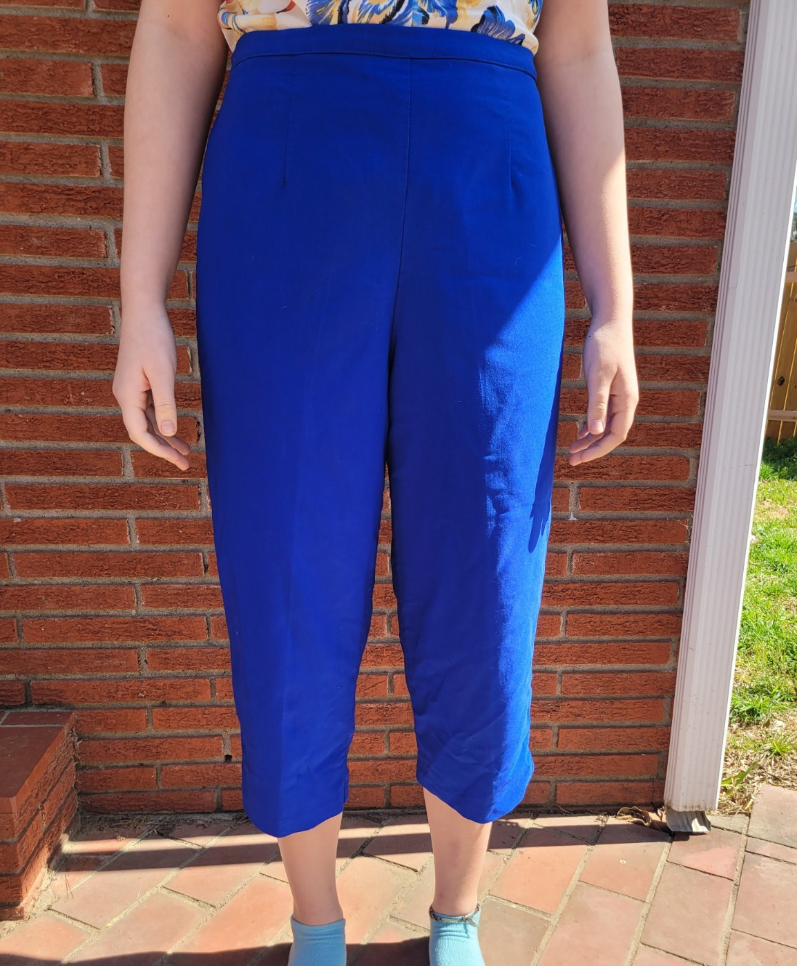 Vintage 80s 90s UNITS Modular Clothing Electric Blue Capri Pants Size Med/Large