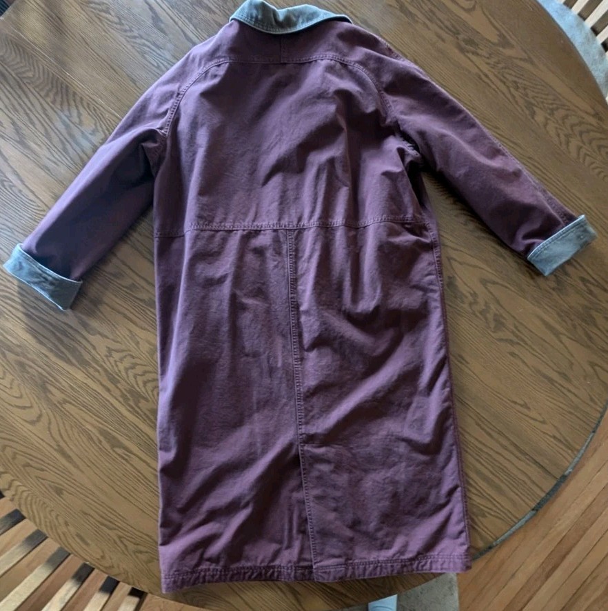 Vintage L.L. Bean Barn Duster Coat Canvas Corduroy Southwest Lined Burgundy XL