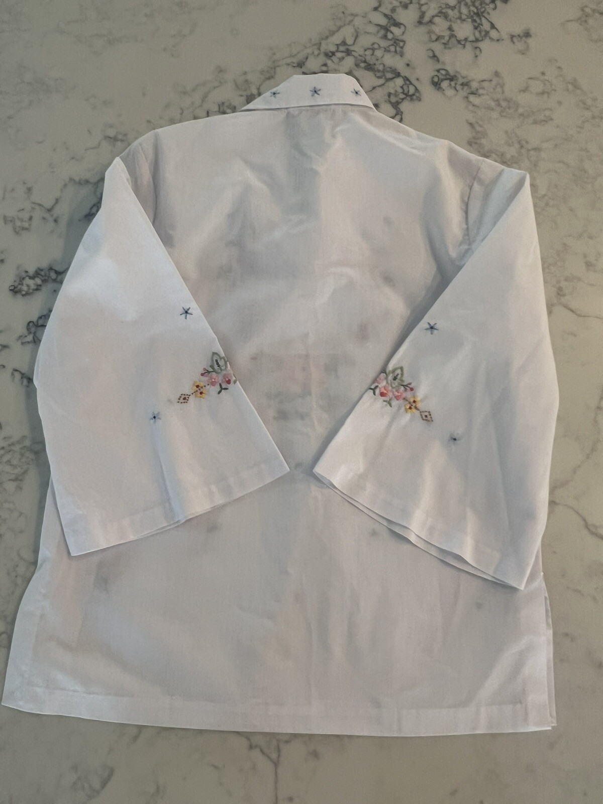 Vintage Daffodil 70s Embroidered Floral Blouse Medium Top EUC