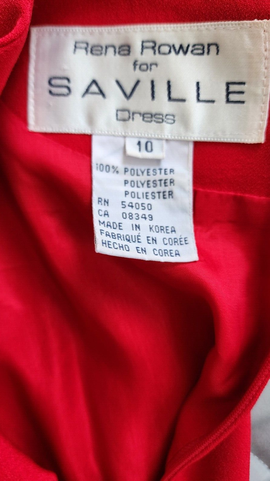 Vintage 1990s Rena Rowan for Saville Red 3/4 Sleeve Sheath Dress Size 10