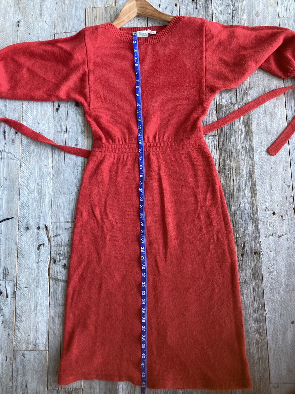 Tomato Girl! Gorgeous Vintage Tomato Red Sweater Dress with Tie Waist