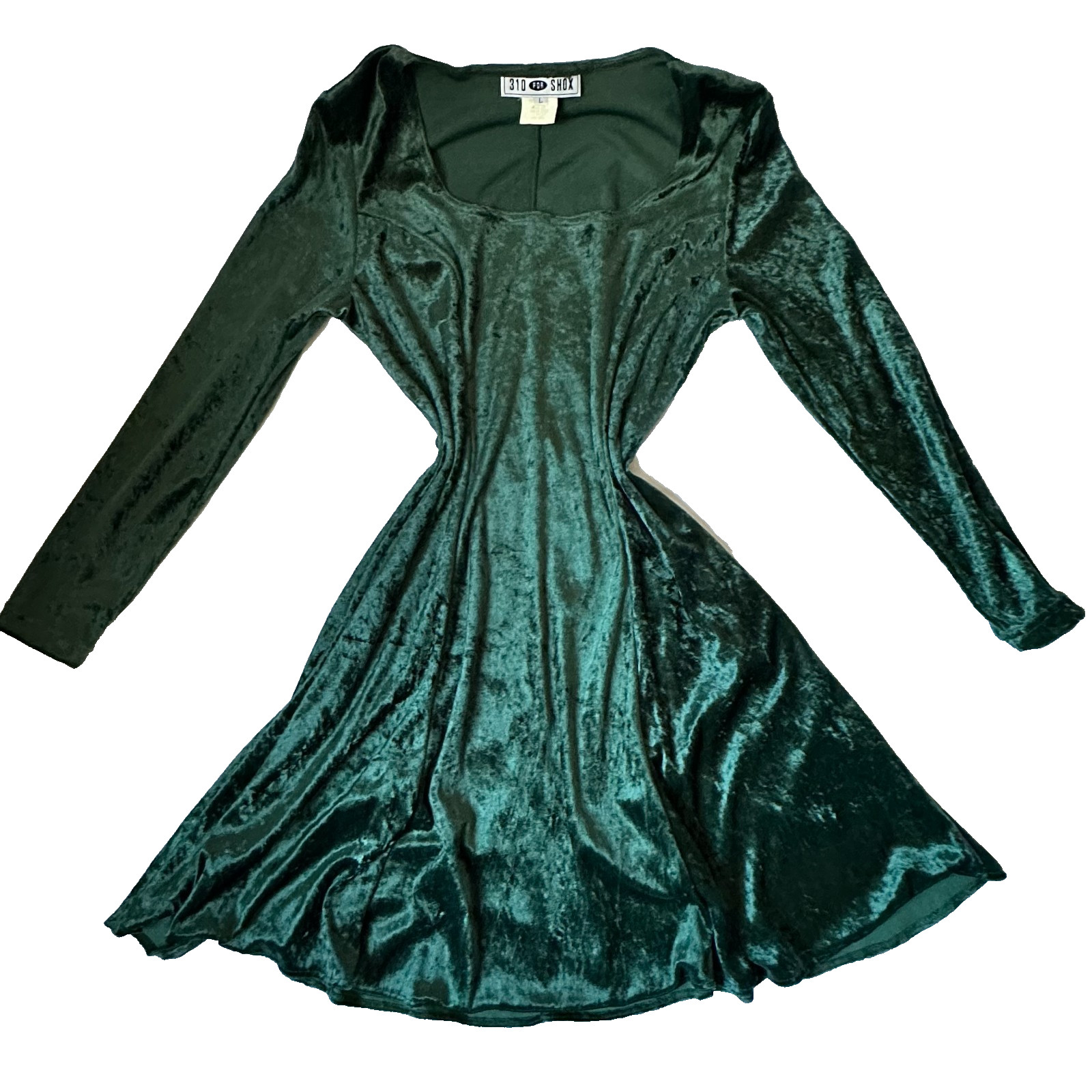 VTG Crushed Velvet Skater Dress Sz L Whimsigoth Fairy Grunge Y2K Indie Witchy