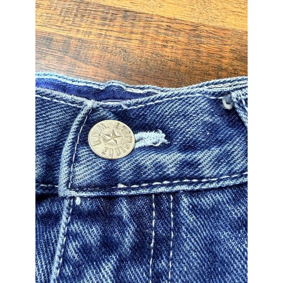 Vintage 1990s BUM equipment denim shorts with large logo patches. SZ 7 waist 28