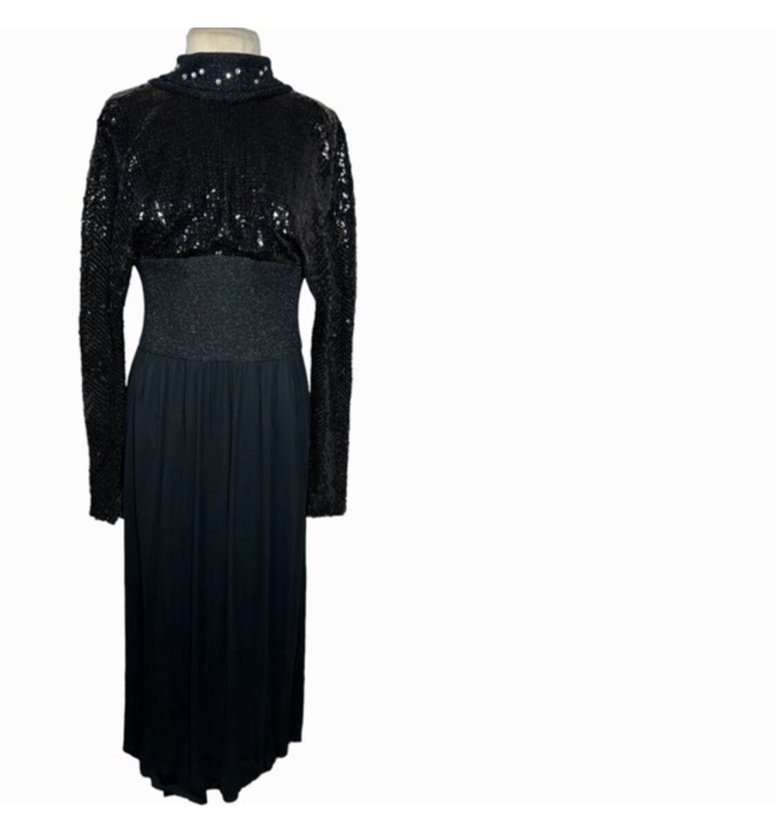 Pat Sandler vintage 1960’s 70’s long black sequin Elegant Evening Long gown