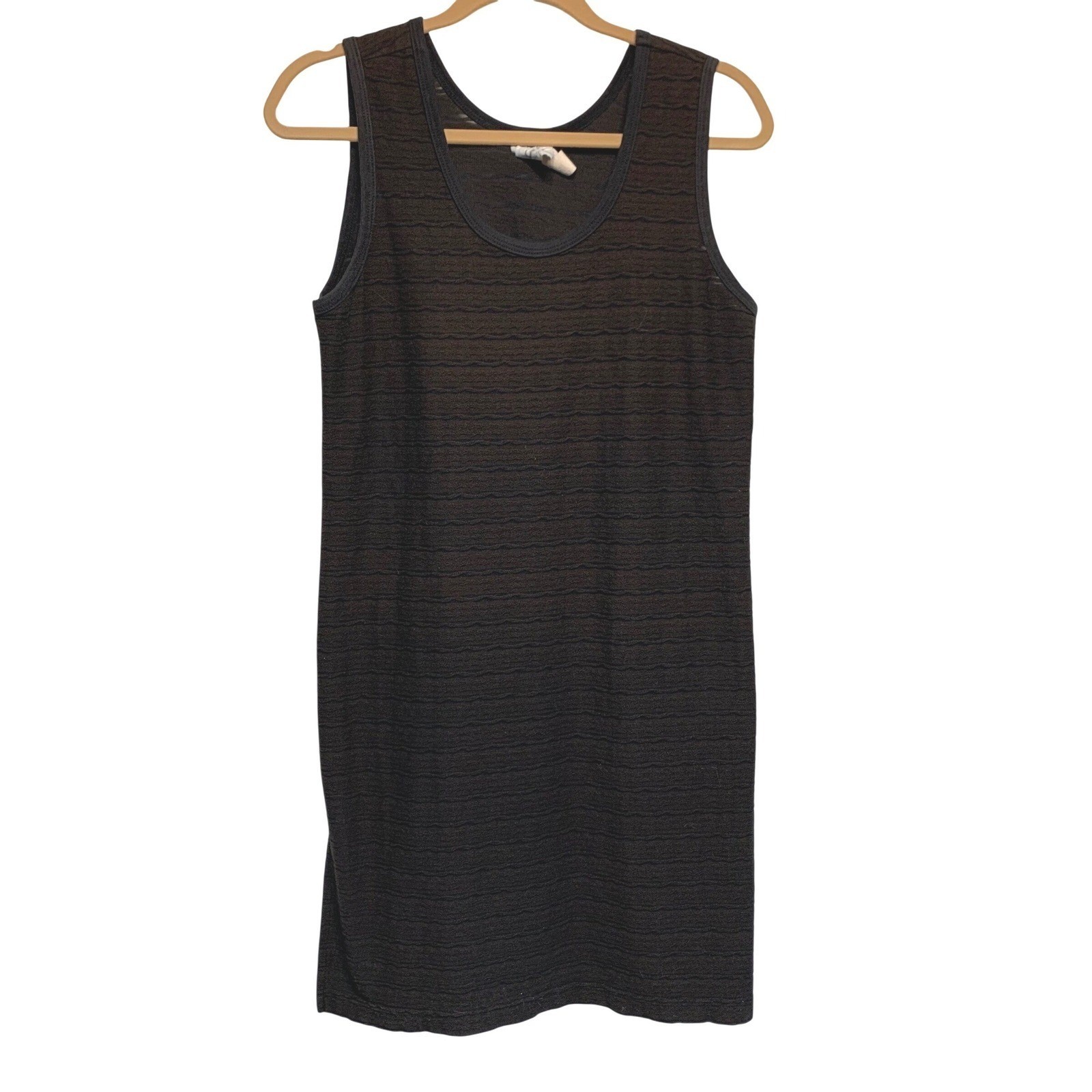 Cafe Au Lait Tank Cover Up XL Black Textured Ripple 90s Minimalist Grunge Indie