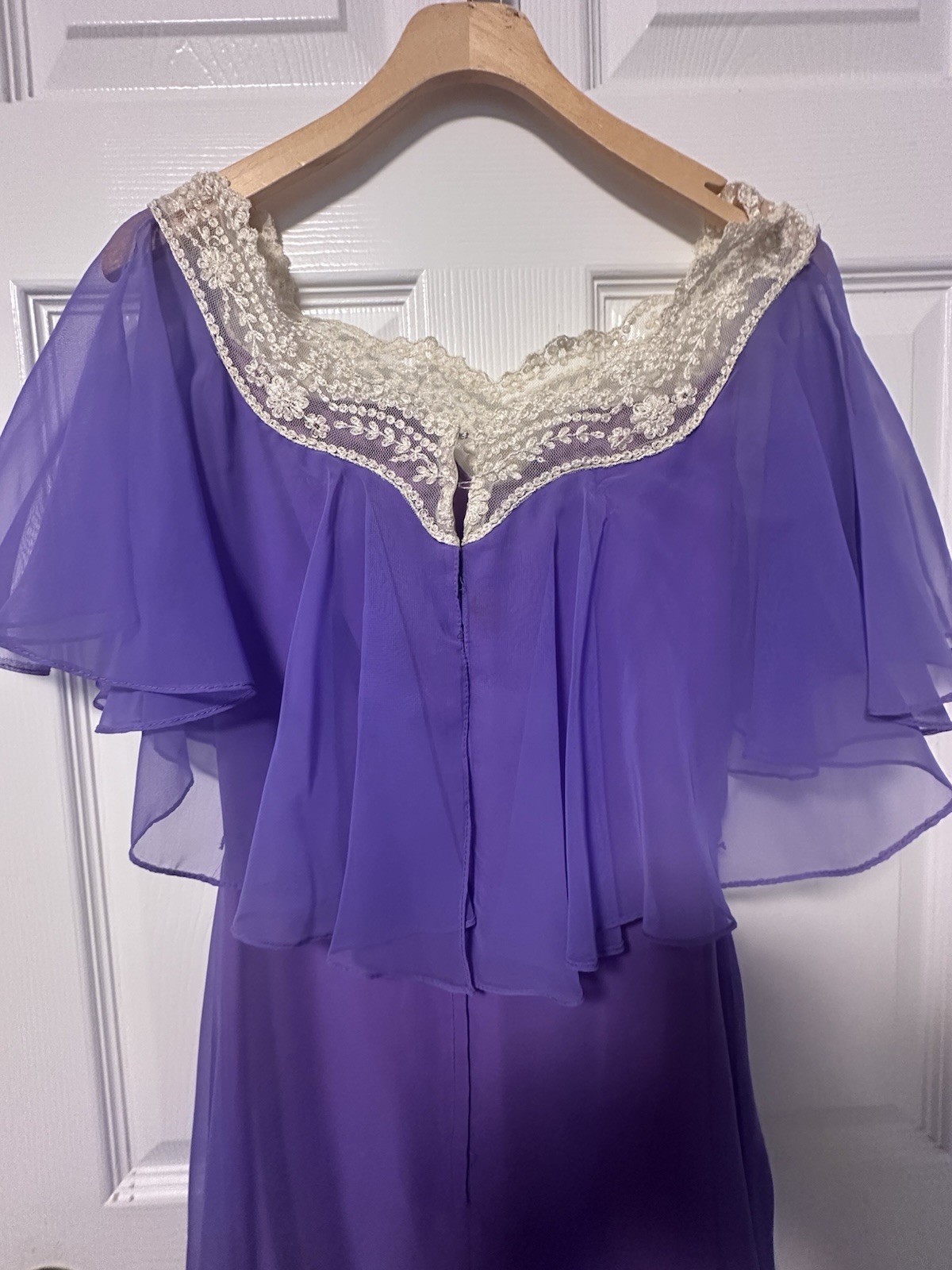 Vintage 1970s 1980s Women’s Lilac Purple Long Formal Dress Gown Size S A Line