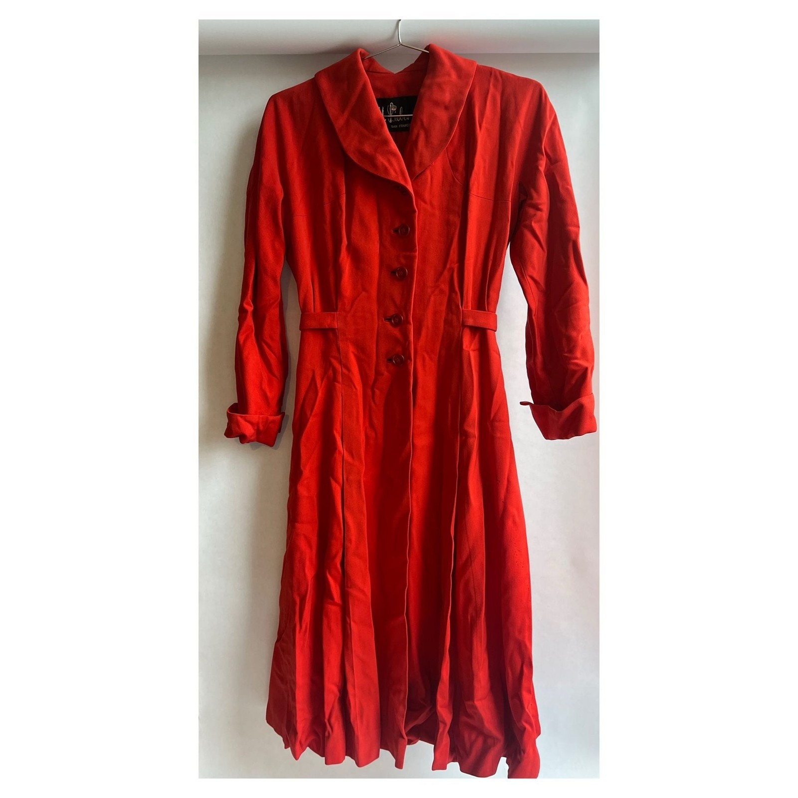 Vintage H. Liebes San Francisco Red Fit and Flare Princess Coat Dress