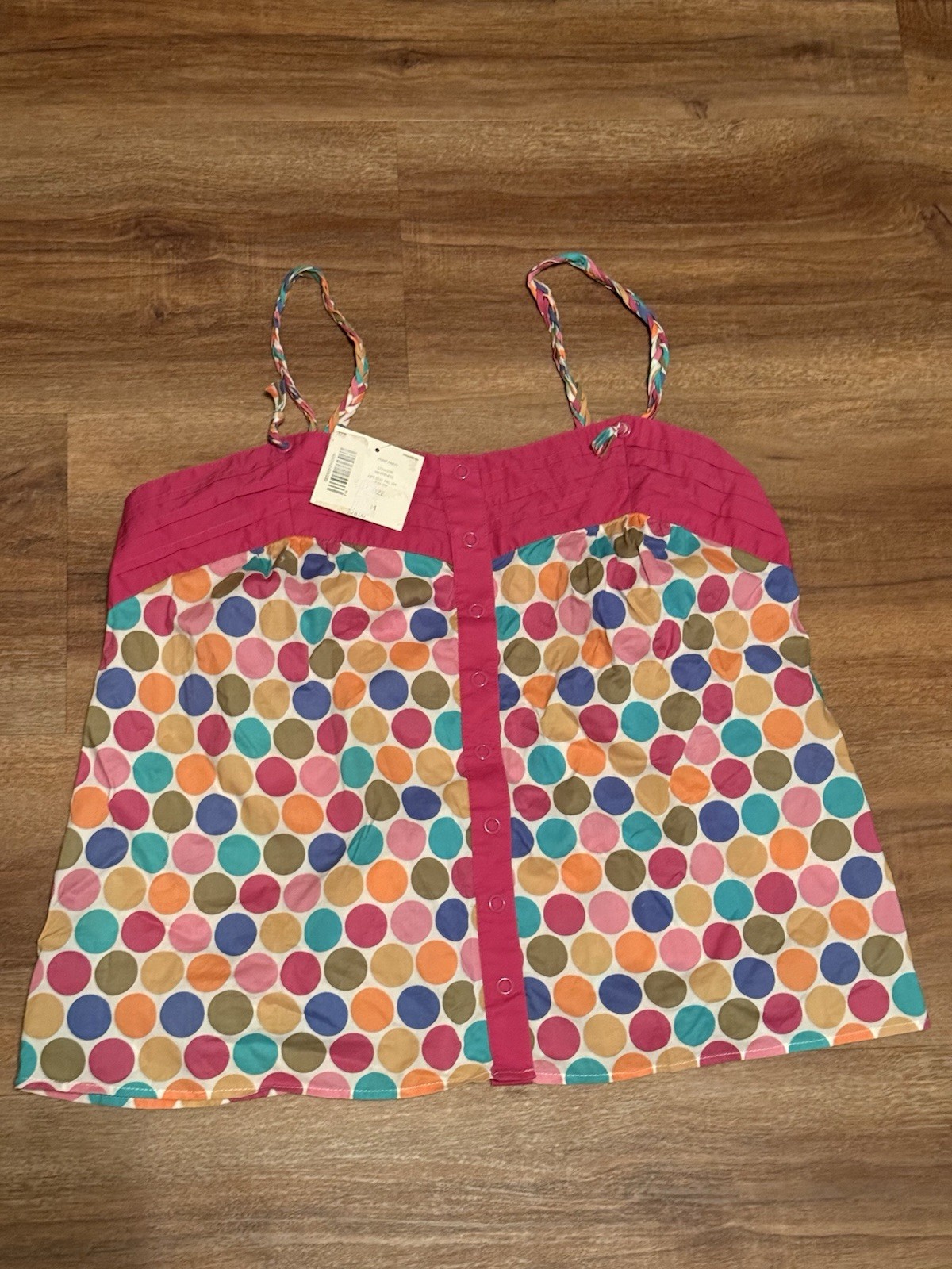 Vintage Sleep Sense Polka Dot Button Front Camisole Top