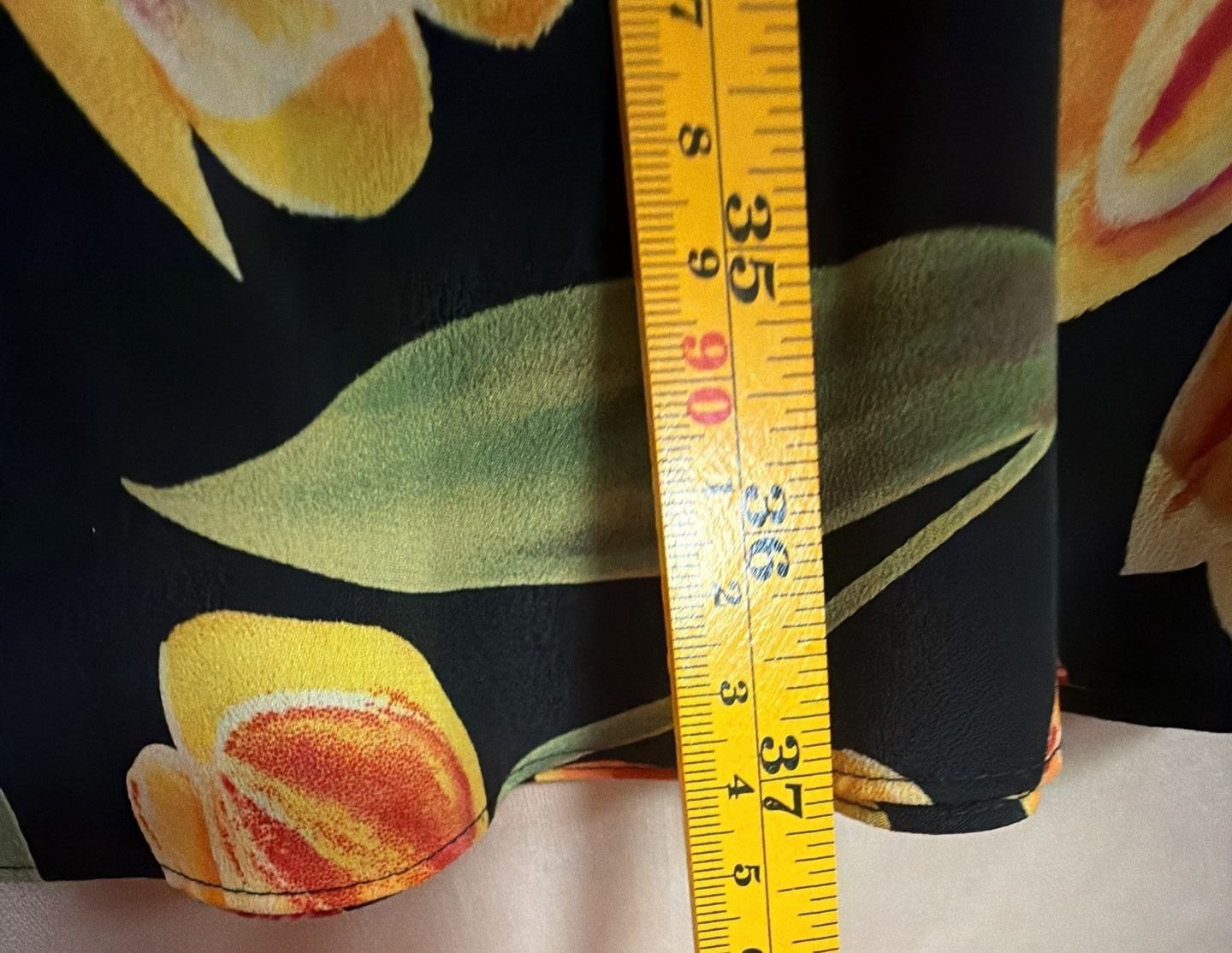 Hampton Dress Co. Vintage 90s Black Floral Tulip Short Sleeve Dress Size 14