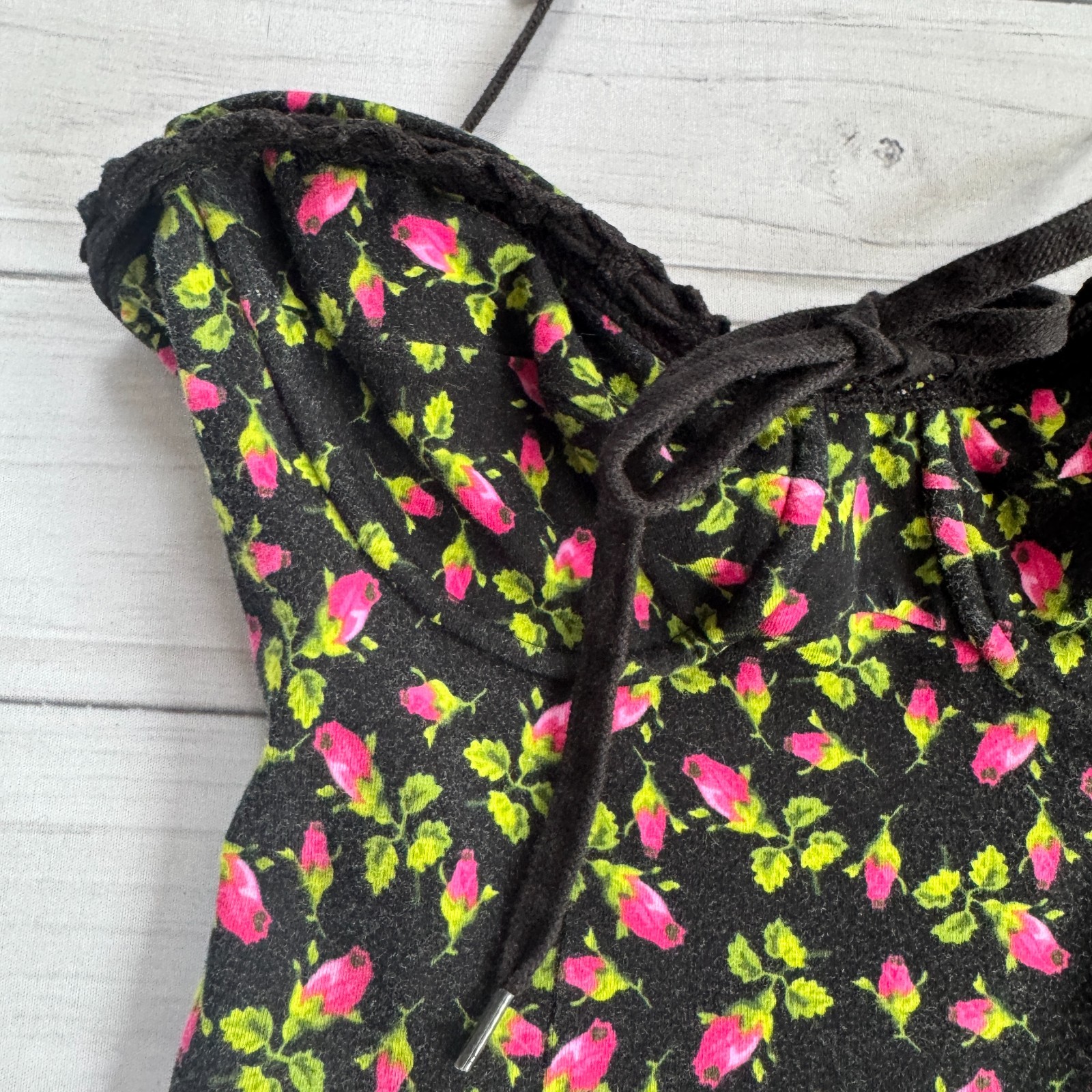 BETSEY JOHNSON Rosebud Floral Y2K „VINTAGE” Punk Label Stretch Cotton Dress P XS